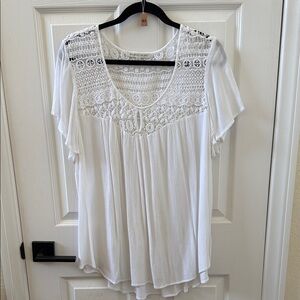 Daniel Rainn White Crochet Accent Tunic